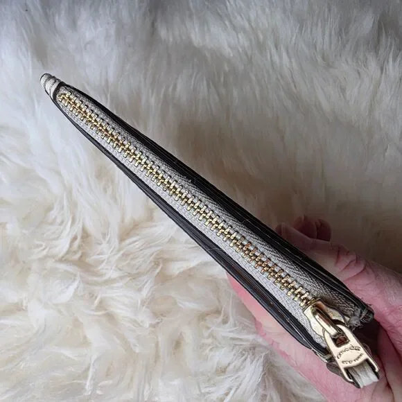 Coach Card Wallet with Logo, Zipper & Key Ring Tan Signature Jacquard Card Slot - Picture 6 of 12